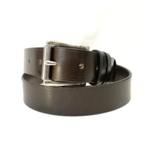 Belt - Classic in Sedgwick Dark Havana (DKH) Leather, Black ed st with stainless steel West End roller (SSWR) buckle in 1.5 ( 112) inch width - fastened