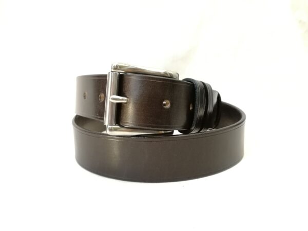 Belt - Classic in Sedgwick Dark Havana (DKH) Leather, Black ed st with stainless steel West End roller (SSWR) buckle in 1.5 ( 112) inch width - fastened