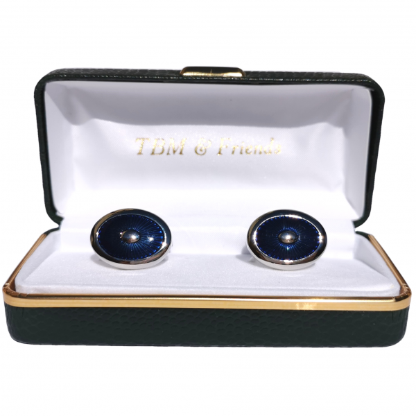 Box Blue Oval Starburst Cufflinks from Dalaco