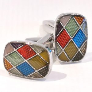 Harlequin Enamel Cufflinks from Dalaco - pose