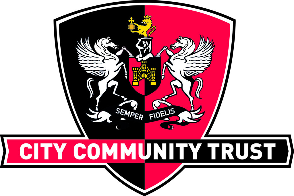 TBM's Marie runs London - Exeter CITY Community Trust logo