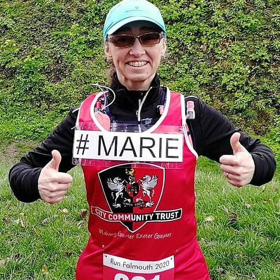 Marie before the Falmouth Half Marathon, March 2020