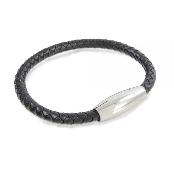 Bracelet - Black Leather and Magnetic Clasp B-02 from Dalaco