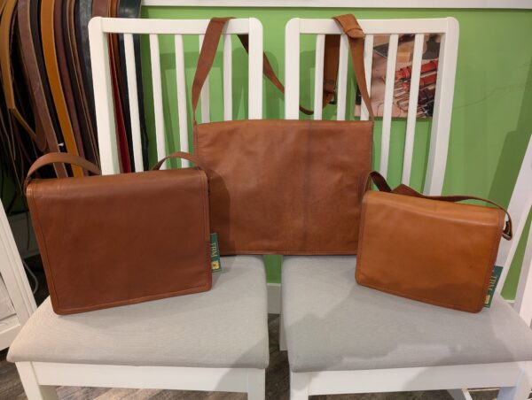 Small Medium and Large Messenger Bags by Paper High side by side