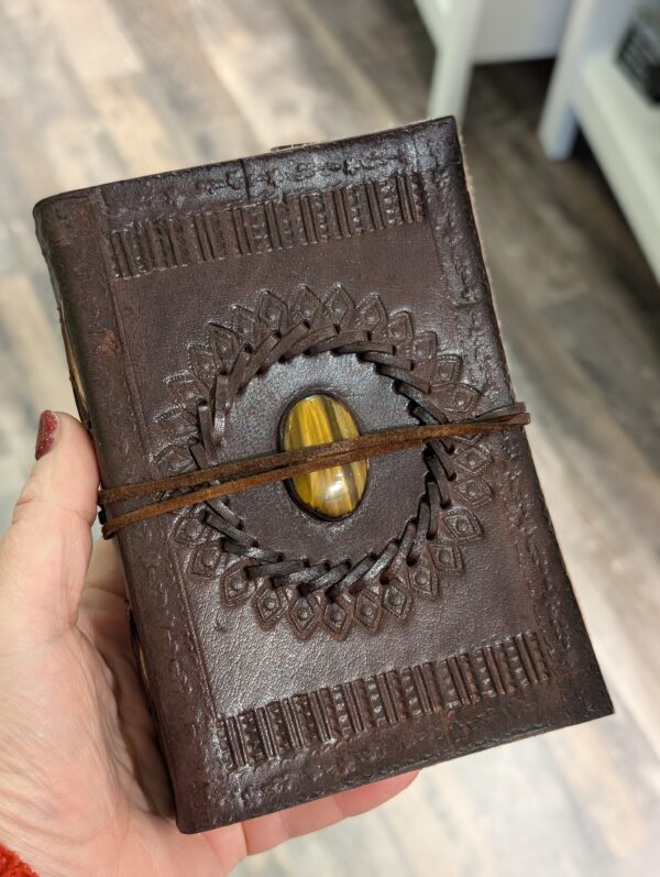 A5 buffalo leather and cotton paper journal by Paper High - tiger's eye