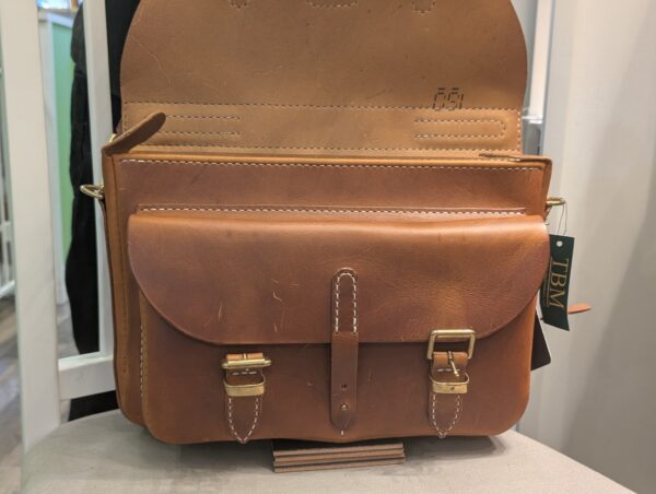 Double Fronted Satchel by Michael James Leather - open