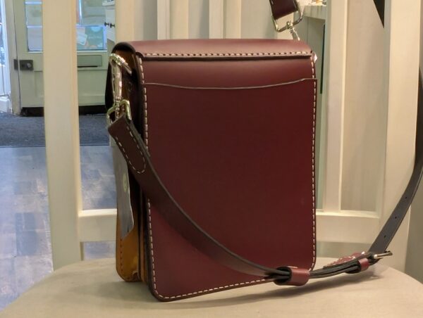 Burgundy Half Satchel by Michael James Leather - back