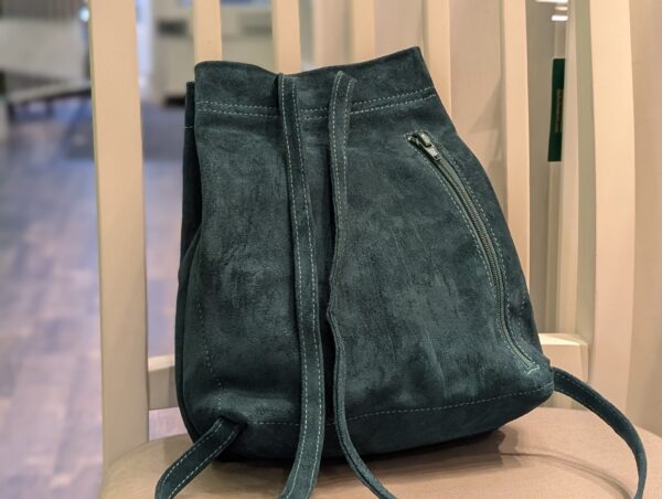 Teal Drawstring Bag by Heron Bags - back