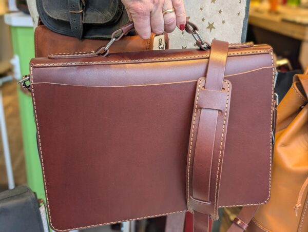 Burgundy Satchel by Michael James Leather - back