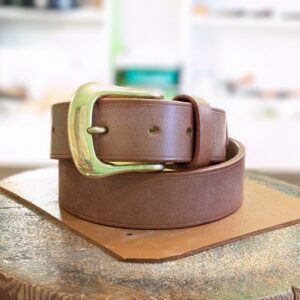 Belt - Classic in Devon Dark Tan Leather with Orange and Purple Trims