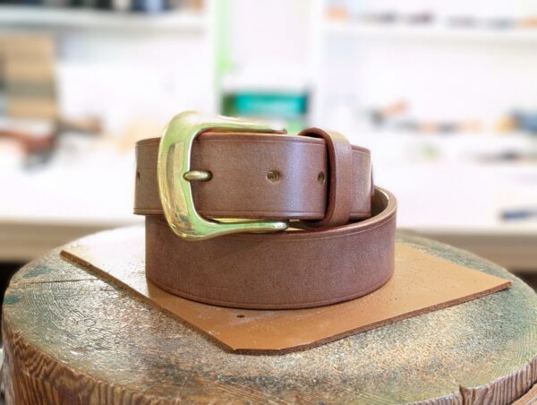 Belt - Classic in Devon Dark Tan Leather with Orange and Purple Trims