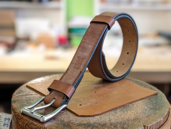 Belt - Devon Dark Tan with Black - side